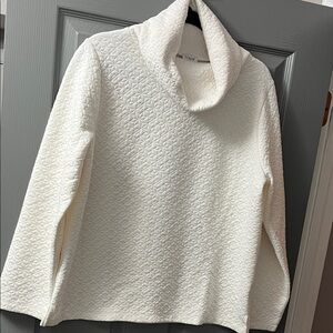 J.Crew White Textured Cowl Neck Sweater